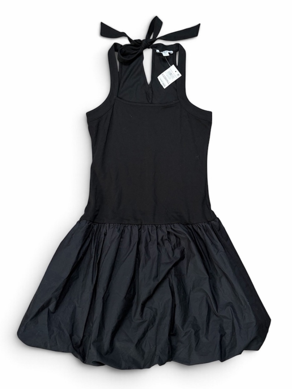 Bar III Ethereal Glamour Black Bubble Hem Mini Dress XXS NWT